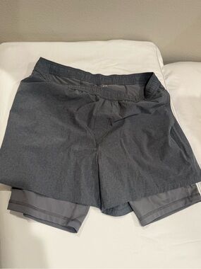 DSG Men's Dark Gray Athletic 2-in-1 Running Shorts